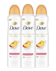 Dove Advanced Care Antiperspirant Deodorant Dry Spray Peach & Chamomile Tea 3ct underarm care boosts skin's ceramide levels 72hour odor control &all-day sweat protection ProCeramide technology 3.8 oz