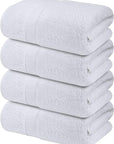 Infinitee Xclusives Luxury 100% Ring-Spun Cotton White Bath Towels Set of 4 (27x54 inches) – Soft, Absorbent & Quick-Drying Towels for Bathroom, Gym, Spa & Hotel Use (Brilliant White, Bath Towels)