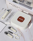 Nail Clippers and Beauty Tool Portable Set, Cuticle Nail Care Tools, 7pcs Stainless Steel Grooming Kit, Suitable for Home, Workplace, Outdoor Travel, Gift Giving, Salon., Beige+Brown