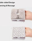 2 PC Silicone Exfoliating Body Scrubber, Silicone Body Shampoo Brush, Soft Silicone Loofah for Sensitive Skin, Shower Silicone Hair Scalp Massager, Easy to Clean, Lather Well(Gray&Pink)