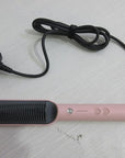 Hair Straightener Brush, TYMO Ring Hair Straightener Comb Straightening Brush for Women with 5 Temps 20s Fast Heating & Dual Voltage, Pink