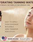 Bronzing Face Tanner Spray Mist, Sunless Face Tanning Water, USA Made with Natural & Organic Ingredients