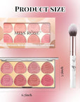 8 Colors Blush Palette, Smooth Blendable Powder Blush, Buildable Facial Cheek Blusher, Matte Blush Palette Makeup For Women, Waterproof Long-lasting Makeup Palette with Brush