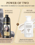Natural Color Hair Dye Shampoo 3 IN 1, Instant Hair Coloring, Gray Coverage for Men & Women, Beard Dye Vegan Ammonia Free & Paraben-Free, Champú Para Canas Mujer & Hombre (SILVER GRAY)