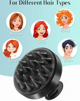 HEETA Scalp Massager Hair Growth, Soft Silicone Scalp Scrubber Shampoo Brush for Exfoliation, Dandruff Removal Head Massage Stress Relax, Wet & Dry Use for Thick Thin Curly Hair Care, Whole Black