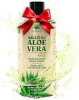 Amazing Aloe Vera Gel - Freshly Cut, 100% Pure Aloe, Premium Quality, Vegan, Unscented - Natural Sunburn Relief, After Shave, Skin, Face & Hair Care 12oz