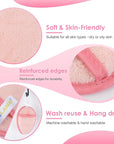 SINLAND Reusable Makeup Remover Pads For Face,Eye,Lips Microfiber Gentle Facial Cleansing Cloths for All Skin Types Friendly for Makeup Remover With Laundry Bag 5.1inchx3.93inch Pink Pack of 6