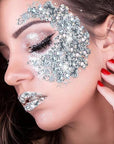 MEICOLY Silver Body Glitter,Music Festival Outfits for Women,Face Glitter Gel Festival Accessories,Chunky Glitter Face Paint,Mermaid Sequins Hair Glitter Makeup,Sparkle Body Glitter Gel for Women Kids