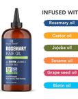 Botanic Hearth 100% Pure Rosemary Oil For Hair Growth | Infused with Biotin, Jojoba & Castor Oil | Hair Oil Repairs Dry Damaged Hair, Strengthening, Healthier - Hair Tonic, 16.0 fl oz