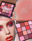 16 Colors Pink Matte Glitter Metallic Eye Shadow Palette, Korean Eyeshadow Palette Makeup, Pigmented Red Eyeshadow Kit for Halloween Parties, Joker Vampire Clown Makeup