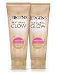 Jergens Natural Glow Self Tanner Body Lotion, Sunless Tanning, Fair to Medium Skin Tone, Daily Moisturizer with Coconut Oil, Vitamin E and Antioxidants, 7.5 Oz, Pack of 2