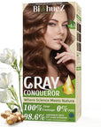 Permanent Hair Dye Gray Coverage Hair Dye PPD-Free Hair Color Kit 4A Cream Latte Brown