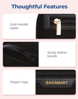 BAGSMART Toiletry Bag for Women, Travel Makeup Bag Organizer, Wide-open Make Up Bag Cosmetic Bags for Women for Travel Essentials Toiletries Accessories Bottles, Brushes, Black