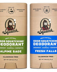 Dr. Squatch Natural Deodorant for Men - Odor-Squatching Aluminum Free - Alpine Sage & Fresh Falls (2.65 oz, 2-Pack)