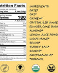 Wise Bar Adaptogen Mushroom Nutrition Bars | Lemon Ginger Flavor | 12 Count | Functional Mushrooms and Adaptogens Bar | Organic Nutrition Energy Bars, Vegan, Gluten Free