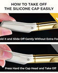 ZOMCHI Dermaplane Razor with 11 Blades for Women & Men, Eyebrow Trimmer with Protective Silicone Cap, Face Razor for Hair Removal - Matte Gold