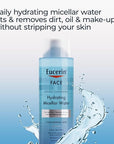 Eucerin Face Gentle Cleansing Hydrating Micellar Water, Face Cleanser and Makeup Remover with Hyaluronic Acid, 13.5 Fl Oz Bottle