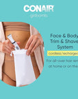 Conair GIRLBOMB All-in-One Face/Body Trimmer and Shaver Set for Women, Wet/Dry, Rechargeable