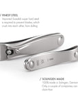GERMANIKURE 4pc Travel Manicure Set - FINOX Stainless steel tools handmade in Solingen Germany: Nail clipper, Cuticle scissor, Tweezer, Glass Nail file in Leather Case