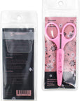 Eyebrow Scissors, Small Scissors for Facial, Nose, Eyebrow, Mustache, and Beard Hair Trimming & Grooming, Straight Edge, Pink Long Cap