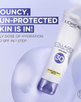L'Oreal Paris Collagen Moisture Filler Face Cream with Broad Spectrum SPF 30, Anti-Aging Face Moisturizer and Daily Sunscreen For Face, Includes Face Serum Sample, Clear