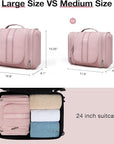 BAGSMART Extra Large Toiletry Bag Hanging Toiletry Bag for Travel, Water-resistant Cosmetic Makeup Large Capacity Bag Organizer for Full Sized Toiletries, Pink