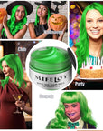 Green Temporary Hair Color Wax, Instant Natural Hairstyle Cream Dye, Washable Styling Pomadesfor Men Girls Women Youth, Disposable Coloring Mud for Party Cosplay DIY Halloween