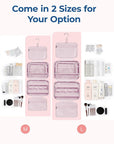 BAGSMART Travel Toiletry Bag with Jewelry Organizer, Hanging Travel Bag for Toiletries, Puffy Makeup Cosmetic Bag Organizer, Carry-on Travel Accessories Essentials, Pink-M