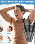 AREYZIN Nose Hair Trimmer for Men,Rechargeable Ear and Nose Trimmer Kit,Professional Painless Eyebrow Facial Hair Clipper, IPX7 Waterproof,Dual Edge Blades Easy Cleansing,Dark Gray