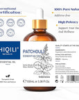 HIQILI Patchouli Essential Oil,100% Pure & Natural for Homemade Perfume, Sooth Skin, Nourish Hair at Home with Diffuser, Gift for Hippie Friend -100ML