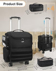 Relavel Rolling Makeup Train Case, Cosmetology Case on Wheels with 4 Clear Bags, Professional Makeup Artist Set Bags Organizer with 360° Spinner Wheels (Black with 4 additional bags, Large)