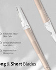 Face Razors for Women, Dermaplane Razor for Women Face, Eyebrow Razor, Facial Razors, Dermaplaning Tool, Reusable Metal Handle with 8 Microblades for Sensitive Skin, Peach Fuzz Remover, Beige