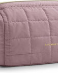 BAGSMART Makeup Bag Travel Cosmetic Bag, Puffy Padded Make Up Bags for Women Makeup Organizer Case, Wide-open Pouch Purse Travel Essentials Toiletries Accessories Brushes, Grayish Purple