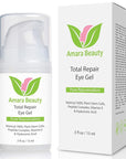 Amara Beauty Eye Cream Gel for Dark Circles and Puffiness with Peptides & Hyaluronic Acid, 0.5 fl. oz.