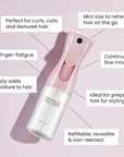 TANGLE TEEZER Travel-Size Fine Mist Continuous Spray Bottle, Reusable and Refillable, for Hair Detangling and Styling, 6.1 oz, Millennial Pink