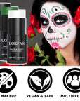 Black & Green & White Face Body Paint Stick, White Foundation Makeup, Football Baseball Eye Black Stick, Professional Halloween Face Makeup Kit for Zombie Clown Vampire Skeleton Witch Joker