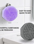 2-Pack Soft Silicone Dual-Sided Body Scrubber & Loofah | Gentle Exfoliating Shower Brush for Men & Women | Creates Rich Lather, Easy to Clean (Gray & Purple)