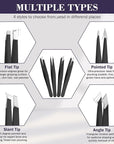 9PCS Tweezers Set for Facial Hair, Precision Tweezer for Eyebrows with Curved Scissor and Eyebrow Razor for Ingrown Hair as Stocking Stuffers Gifts for Women/men