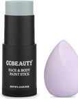 CCbeauty Light Grey Face Paint Stick,Face Painting Kit,Non Toxic SFX Makeup For Grayscale Wolf Halloween Costume Cosplay,Professional FX Body Paint,Full Coverage Painting Foundation With Makeup Sponge