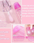 2PCS Magic Color Changing Lip Oil - Big Brush, Long Lasting Shimmery, Warm Change Hydrating Lip Gloss