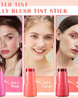3PCS Milk Cooling Water Jelly Tint Stick Water Tint Milk Jelly Blush Tint Stick Lip and Cheek Stain Multi-Use Jelly Lip Tint Stain Non-sticky Makeup Stick(Pink+Coral+Red)