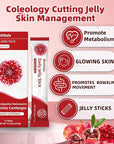 Coleology Cutting Jelly - Korean Collagen Jelly Stick with Garcinia Cambogia, Chia Seeds Collagen, Hyaluronic Acid, Glowing Skin, Pomegranate Flavored 15 Sticks (2Boxes)