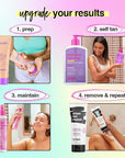 b.tan Clear Self Tanning Gel & Face Spray Kit | Glow Your Own Way Next Level + Gradual Facial Tan Mist Bundle - Dark, 1 Hour Express, Transfer-Resistant Fake Tanner, with Body Mitt Applicator