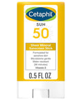 Cetaphil Sheer Mineral Sunscreen Stick for Face & Body, 0.5oz, 100% Mineral Sunscreen: Zinc Oxide & Titanium Dioxide, Broad Spectrum SPF 50, For Sensitive Skin