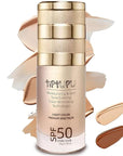 SPF 50 Liquid Foundation,Long Lasting,Moisturizing,Matte & Non-Comedogenic Foundation Makeup for All Skin,Medium-Full Coverage (Light, 1.05 FL.OZ (Pack of 1))