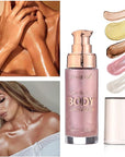 Body Shimmer Oil, Waterproof Long Lasting Moisturizing Bronze Pink #04) 1oz