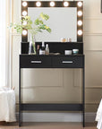 MIRROTOWEL Vanity Desk with Mirror and Lights, Dressing Table with Large Drawer, 2 Level Storage Dresser & 3 Lighting Modes Adjustable Brightness, Suitable for Bedroom
