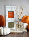 HomeWorx Reed Diffuser Set, Autumn Pumpkin Patch - Scented Oil Reed Stick Diffuser (Heirloom Pumpkin, Fresh Ginger, Red Apple & Cinnamon Sugar) - Long-Lasting Scent Fragrance Oil