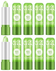 Ownest 10 Pcs Aloe Vera Lip Balm, PH Color Changing Lipstick, Change from Green to Natural Pink, Deep Hydrating Tinted Lip Balm, Daily Lip Moisturizer for Dry Cracked Lips, with Real Aloe Vera