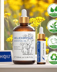 HIQILI Helichrysum Essential Oil for Skin Nourish, Undiluted & Natural, Relieve Fatigue in Body Massage, Reduce Fine Line and Wrinkle, Aromatherapy Diffuser, DIY Floral Scented Gift -100ML